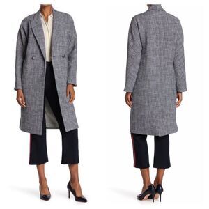 NWT Veronica Beard Fiona Double Breasted Blue Tweed Coat Sz S Check Preppy